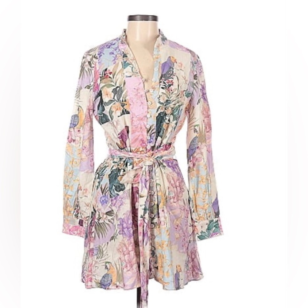 Zara mini dress long sleeve, lavender, baby pink